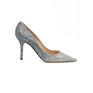 Jimmy Choo Silver Coarse Glitter Degrade Agnes Women's Pumps